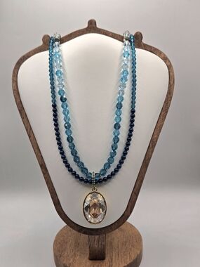 Authentic Swarovski Azore Blue Strandage Crystal Necklace 5037553 - Like New